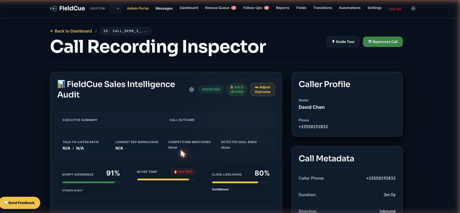 FieldCue Call Audit Scorecard & Coaching Action Plan